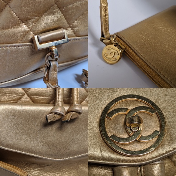 SOLD Chanel Gold Circle Lock Vintage Backpack - Picture 5 of 7